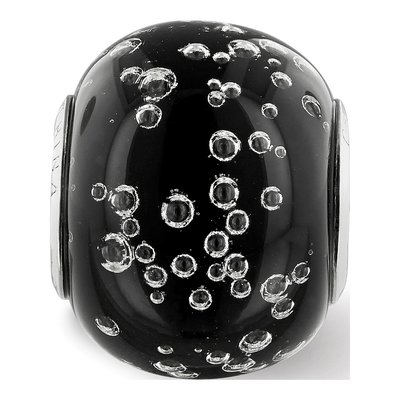 Sterling Silver Bubbles Black Glass Bead – view 7
