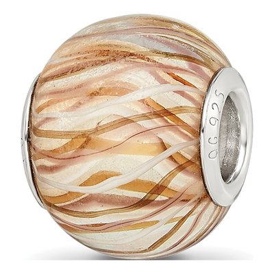 Sterling Silver Brown Glass Bead