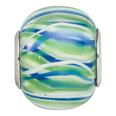 Sterling Silver Blue Green Glass Bead – view 4
