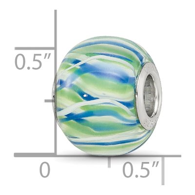 Sterling Silver Blue Green Glass Bead – view 5
