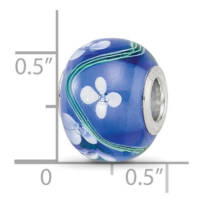 Sterling Silver Floral Blue Glass Bead – view 5