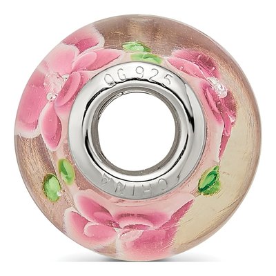 Sterling Silver CZ Floral Glass Bead – view 3