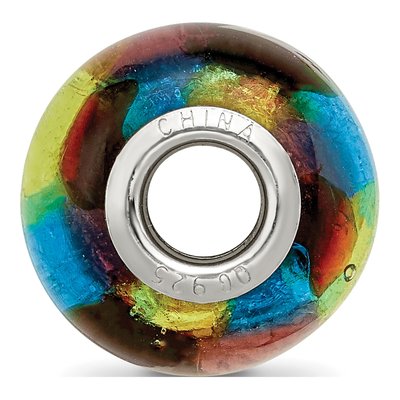 Sterling Silver Multi-Color Glass Reflections Bead – view 3