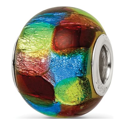 Sterling Silver Multi-Color Glass Bead