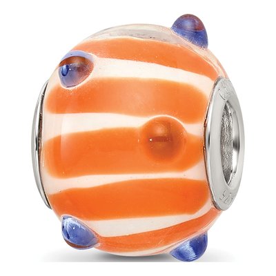 Sterling Silver Blue Polka-Dot Glass Bead