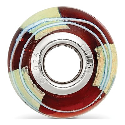 Sterling Silver Red Glass Bead – view 3