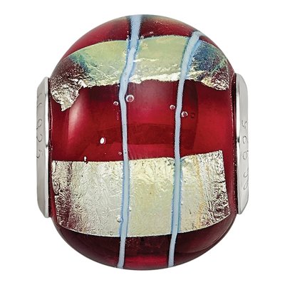 Sterling Silver Red Glass Bead – view 4