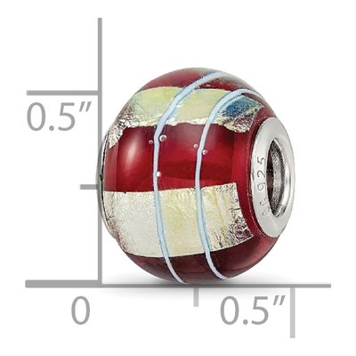 Sterling Silver Red Glass Bead – view 5