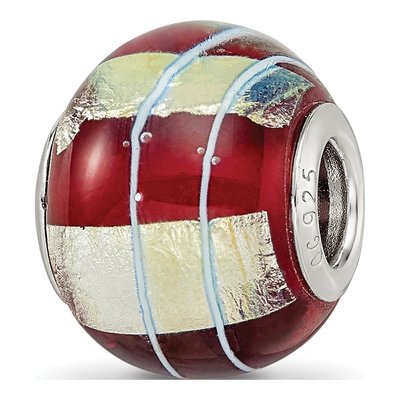 Sterling Silver Red Glass Bead