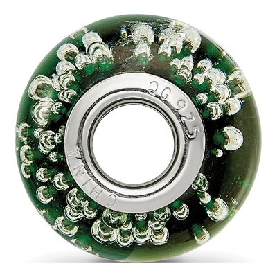 Sterling Silver Green Glass Bubbles Bead – view 3