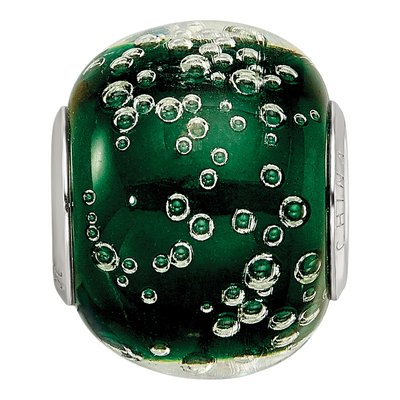 Sterling Silver Green Glass Bubbles Bead – view 4