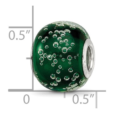 Sterling Silver Green Glass Bubbles Bead – view 5