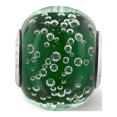 Sterling Silver Green Glass Bubbles Bead – view 7