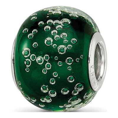 Sterling Silver Green Glass Bubbles Bead