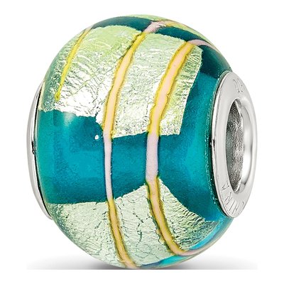 Sterling Silver Pink Foil Glass Bead