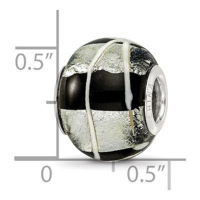 Sterling Silver Black Glass Bead – view 5