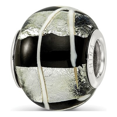 Sterling Silver Black Glass Bead