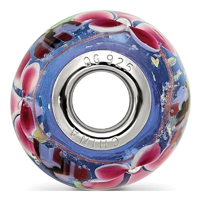 Sterling Silver Butterfly Floral Glass Bead – view 3
