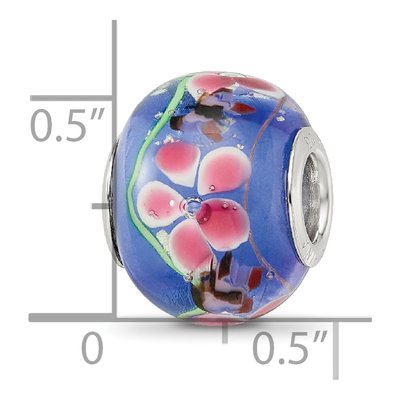 Sterling Silver Butterfly Floral Glass Bead – view 5