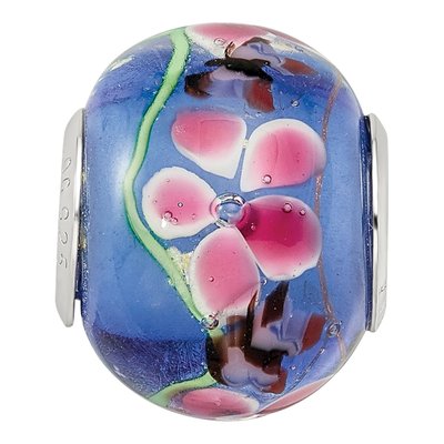 Sterling Silver Butterfly Floral Glass Bead – view 6