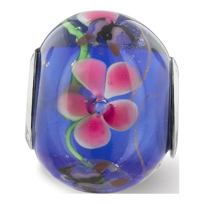 Sterling Silver Butterfly Floral Glass Bead – view 7