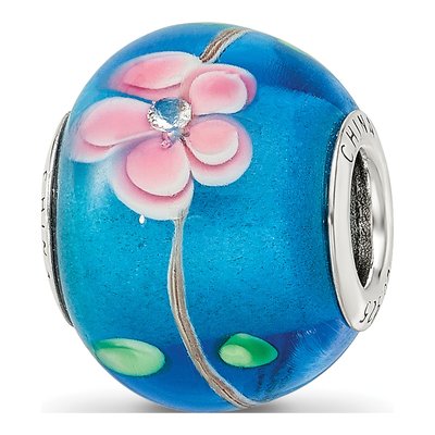 Sterling Silver CZ Glass Bead
