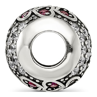 Sterling Silver CZ Antiqued Corundum Heart Bead – view 3