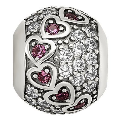Sterling Silver CZ Antiqued Corundum Heart Bead – view 4