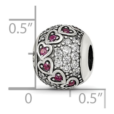Sterling Silver CZ Antiqued Corundum Heart Bead – view 5