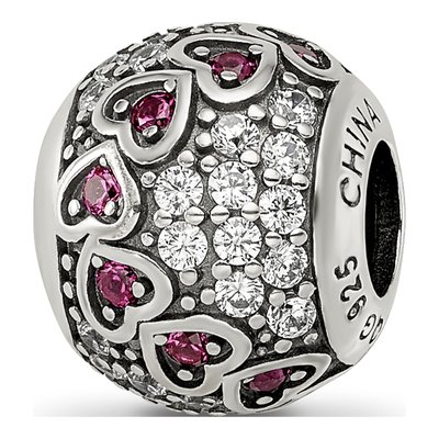 Sterling Silver CZ Antiqued Corundum Heart Bead – view 7