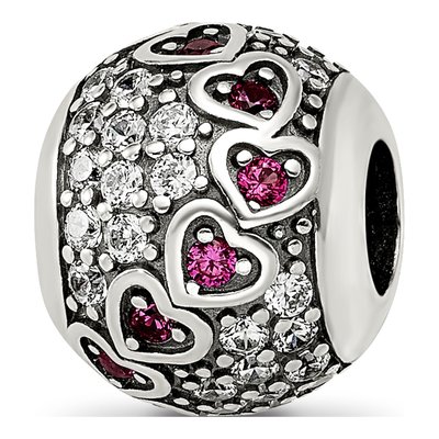 Sterling Silver CZ Antiqued Corundum Heart Bead – view 8
