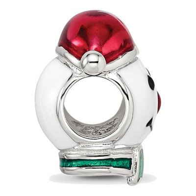 Sterling Silver Snowman Head Enamel Bead – view 3
