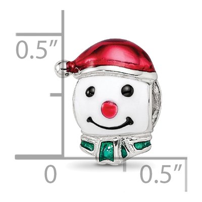 Sterling Silver Snowman Head Enamel Bead – view 4