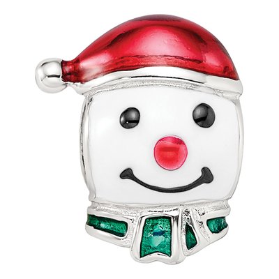 Sterling Silver Snowman Head Enamel Bead – view 5