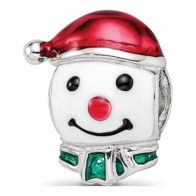 Sterling Silver Snowman Head Enamel Bead