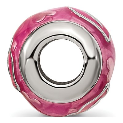 Sterling Silver Pink Enamel Smooches Lips Bead – view 3
