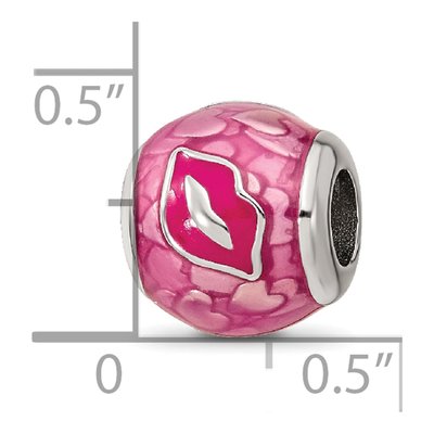 Sterling Silver Pink Enamel Smooches Lips Bead – view 5