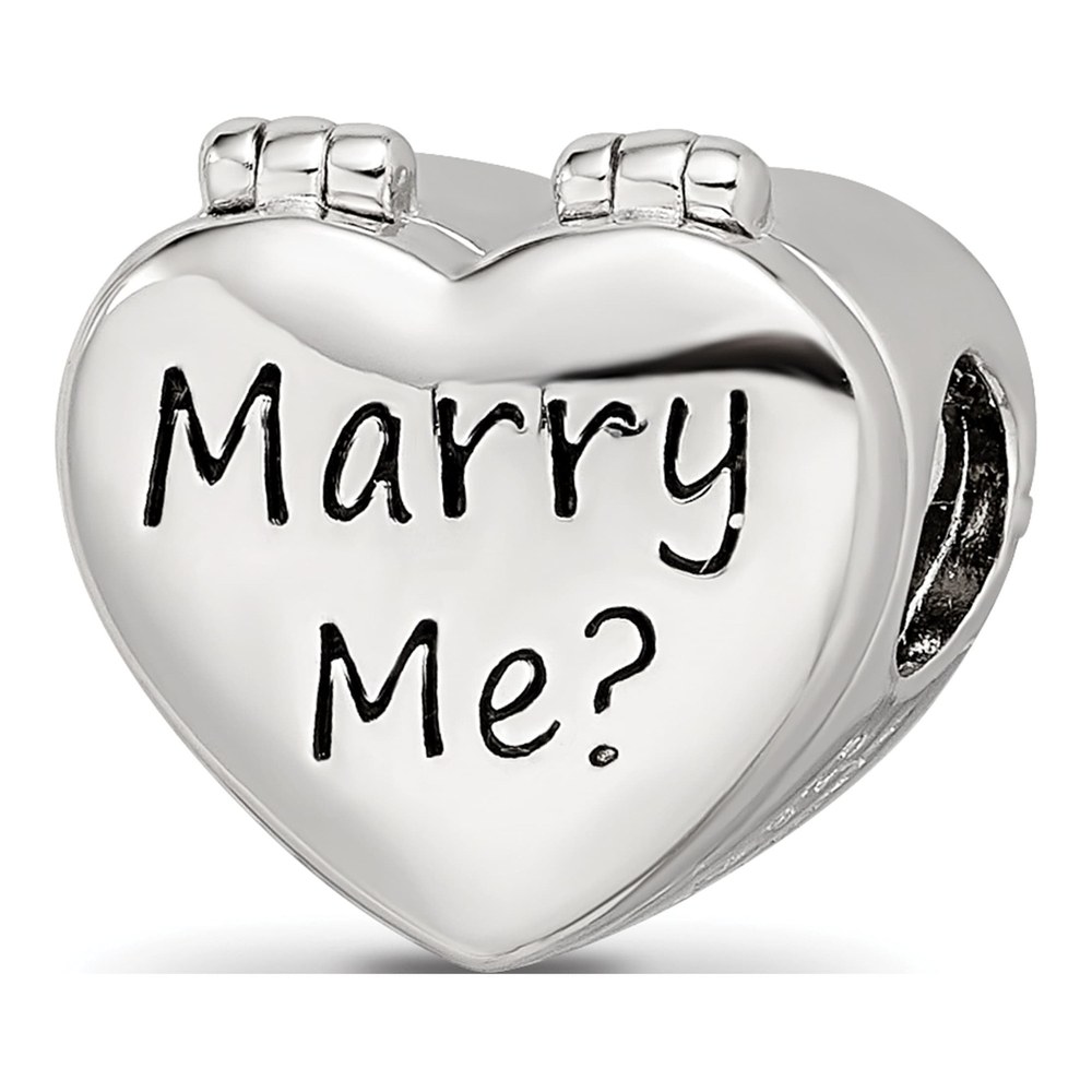 Sterling Silver Crystal Marry Me Heart Bead