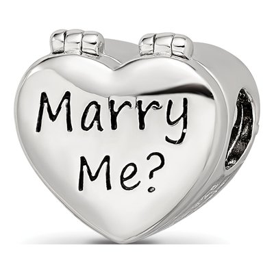 Sterling Silver Crystal Marry Me Heart Bead
