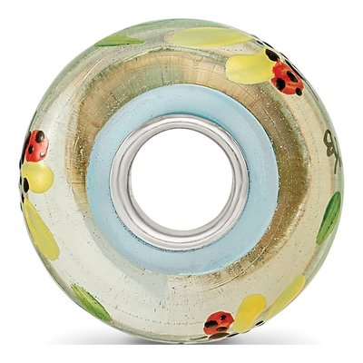 Sterling Silver Hand-Painted Bug Glass Bead – view 3