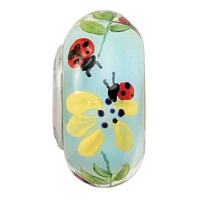 Sterling Silver Hand-Painted Bug Glass Bead – view 5