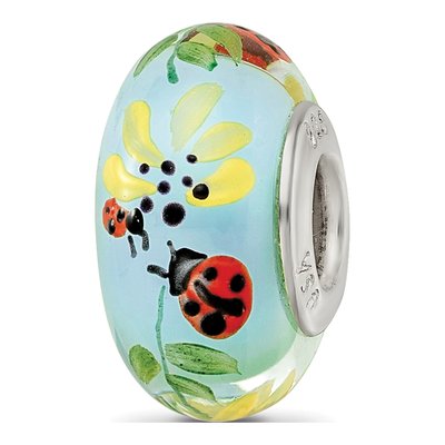 Sterling Silver Hand-Painted Bug Glass Bead – view 6