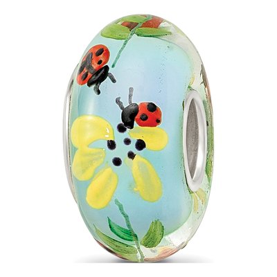 Sterling Silver Hand-Painted Bug Glass Bead