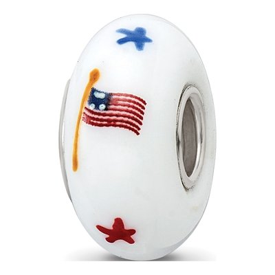 Sterling Silver Ster Hand Painted Patriotic Democrat Fenton Bead – view 7