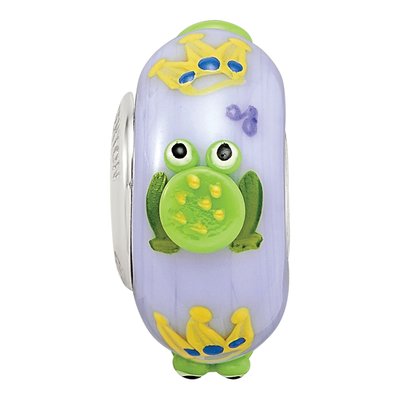 Sterling Silver Hand-Painted Froggie Fenton Glass Bead – view 4