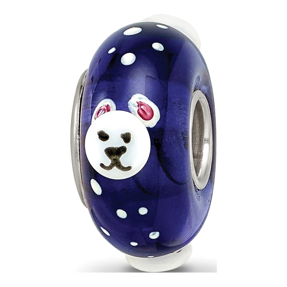 Sterling Silver Hand Painted Polar Bear Glass Bead
