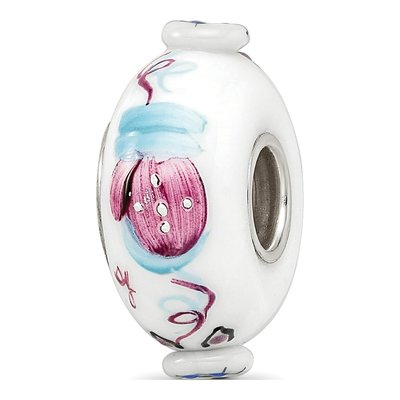 Sterling Silver Ster Hand Painted Mittens Fenton Glass Bead – view 6