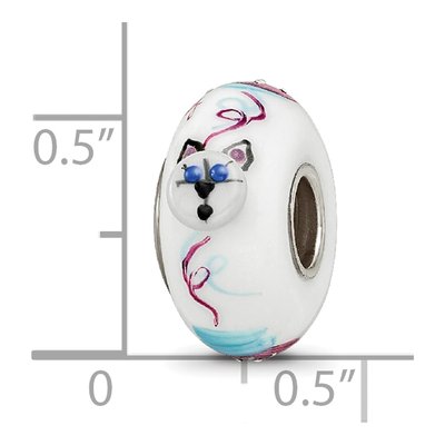 Sterling Silver Ster Hand Painted Mittens Fenton Glass Bead – view 7