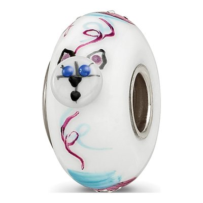 Sterling Silver Ster Hand Painted Mittens Fenton Glass Bead
