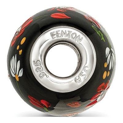 Sterling Silver Fenton Glass Ebony Bouquet Bead – view 3